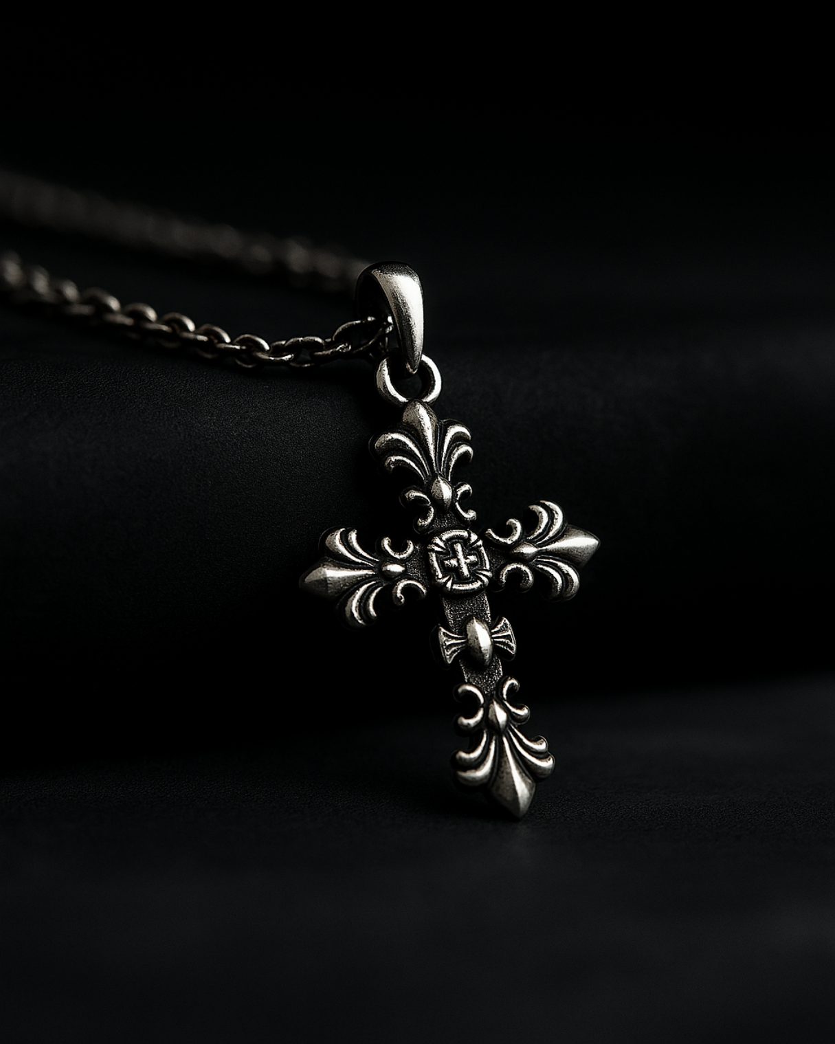Gothic Fleur Cross Pendant