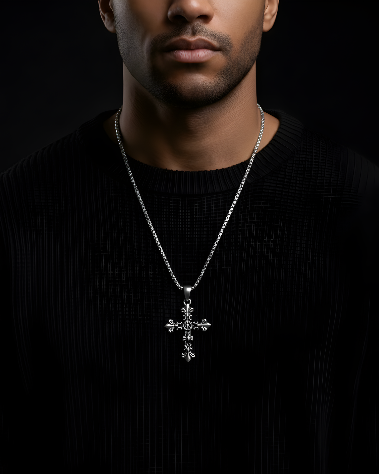 Gothic Fleur Cross Pendant