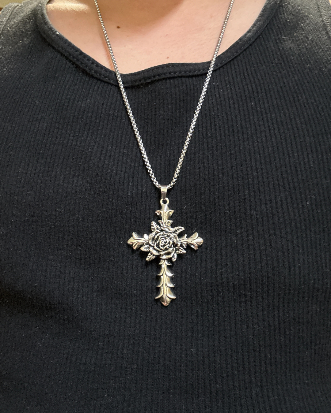 Crimson Thorn Cross Pendant