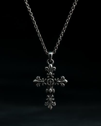 Gothic Fleur Cross Pendant