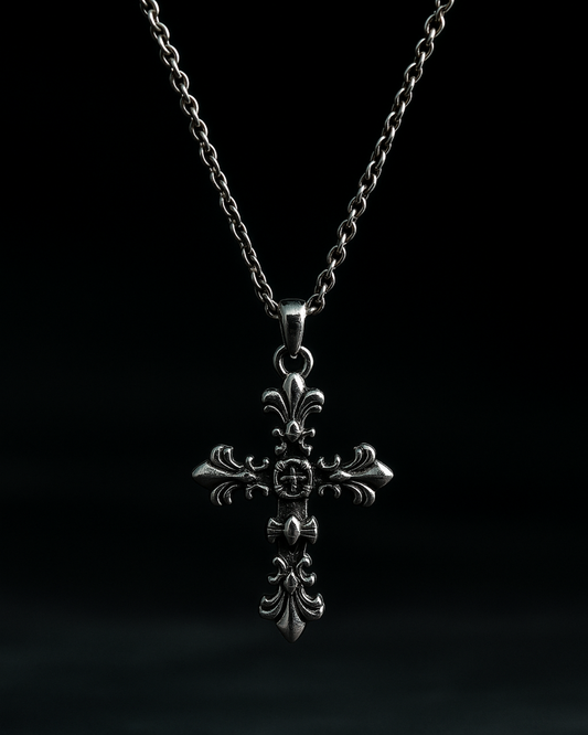 Gothic Fleur Cross Pendant