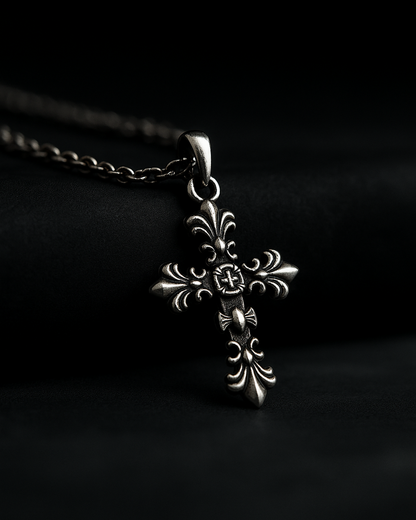 Gothic Fleur Cross Pendant