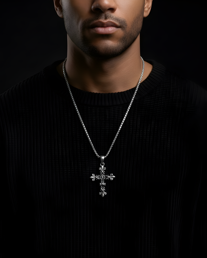 Gothic Fleur Cross Pendant